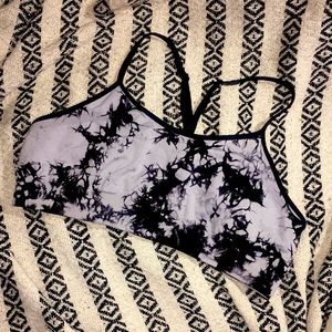 💪IDEOLOGY Tie Dye Sports Bra Black Gray XL